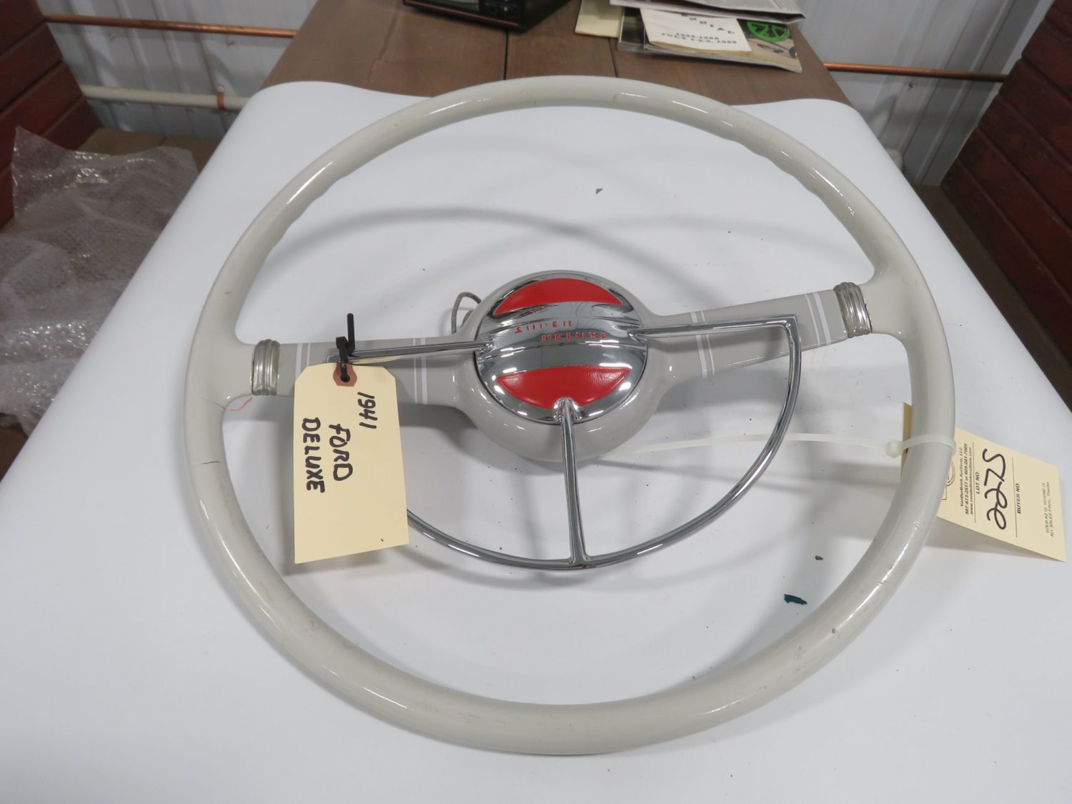 1946 -1948 Lincoln Steering Wheel Painted White - Image 1