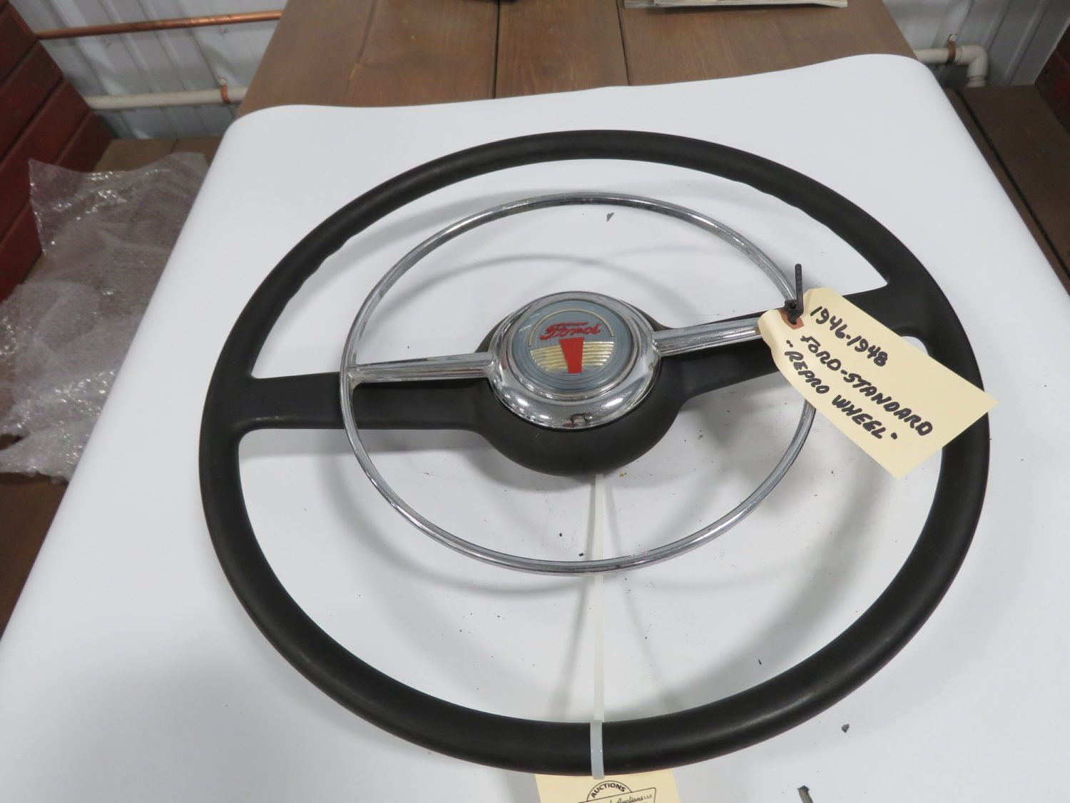 1946 Ford Deluxe Steering Wheel w/Horn ring Repop - Image 1