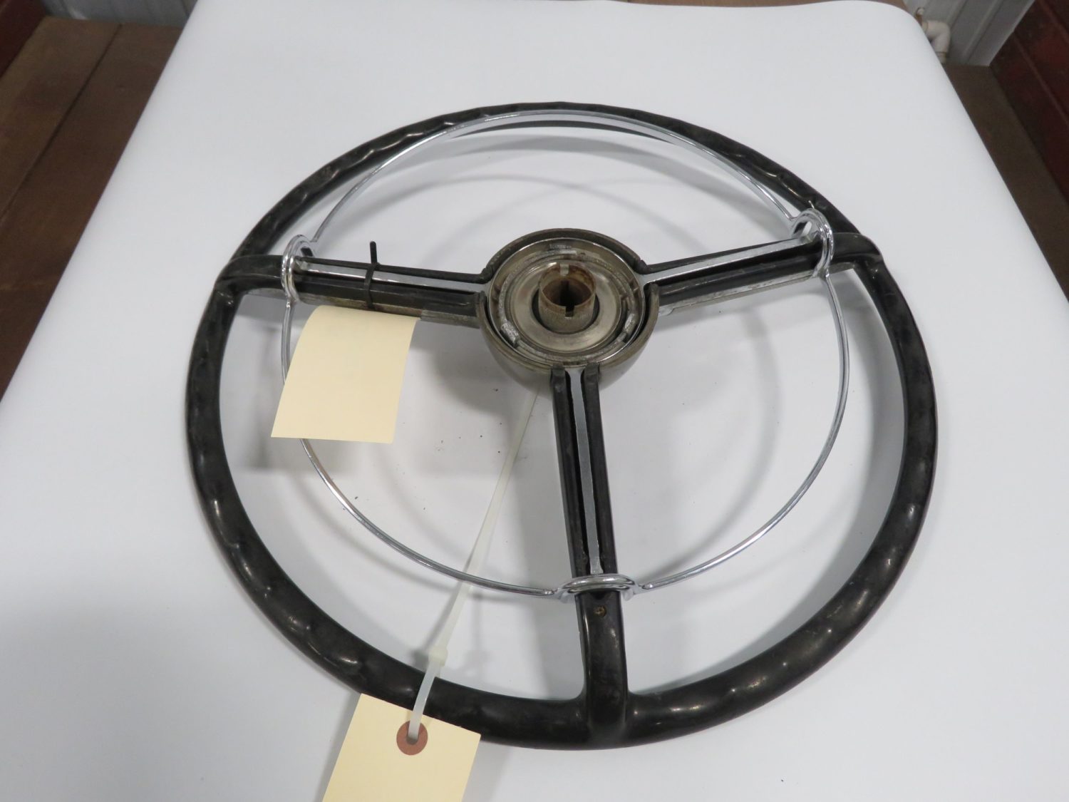 1949/50 Lincoln Steering Wheel Black w/horn ring restored - Image 2