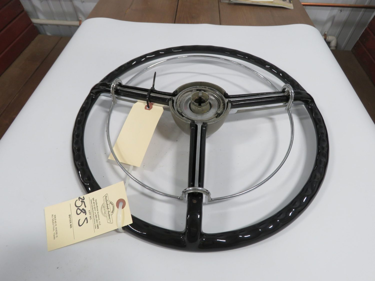 1951 Lincoln Steering Wheel Black w/Horn Ring Excellent - Image 2